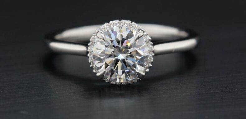 hugging halo diamond engagement rings
