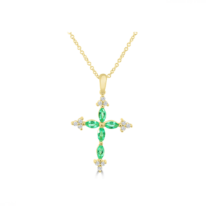 emerald diamond cross pendant