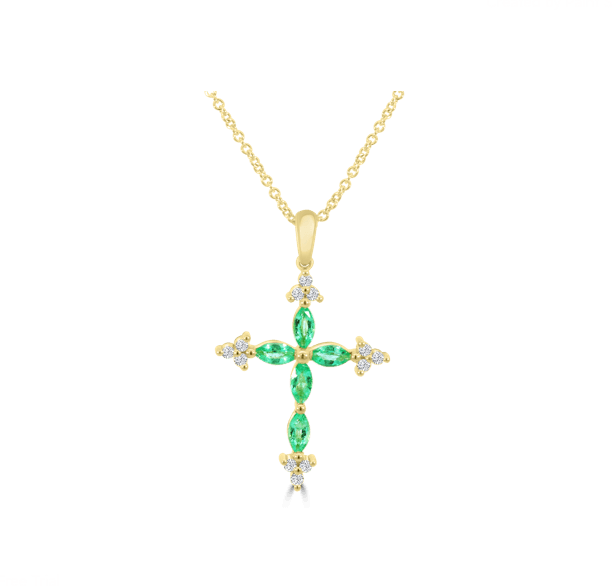 emerald diamond cross pendant