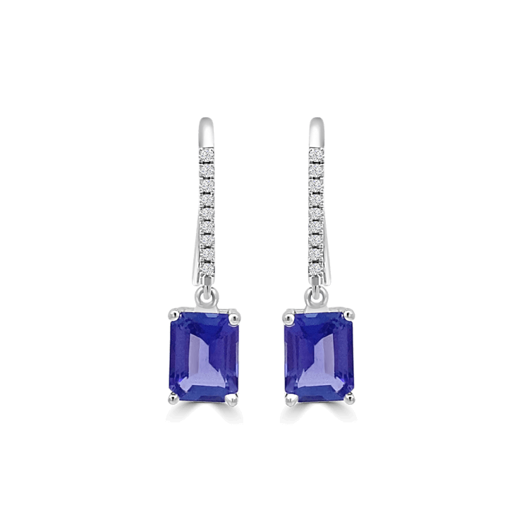 Emerald Tanzanite Diamond Earrings- Tanzanite Jewellery
