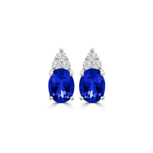 Oval Tanzanite Cluster Diamond Earrings - Tanzanite Jewellery