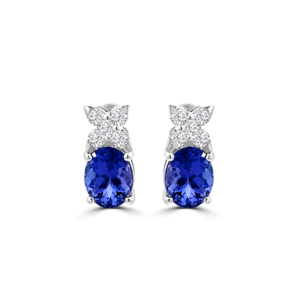 Oval Tanzanite Diamond Butterfly Studs - Tanzanite Jewellery