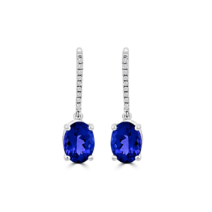 Oval Tanzanite Diamond Drop Earrings - Tanzanite Jewellery