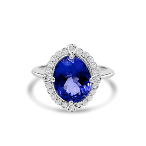 Tanzanite Antique Halo Diamond Ring- Tanzanite Jewellery