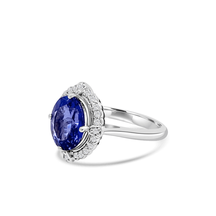 Tanzanite Antique Halo Diamond Ring- Tanzanite Jewellery