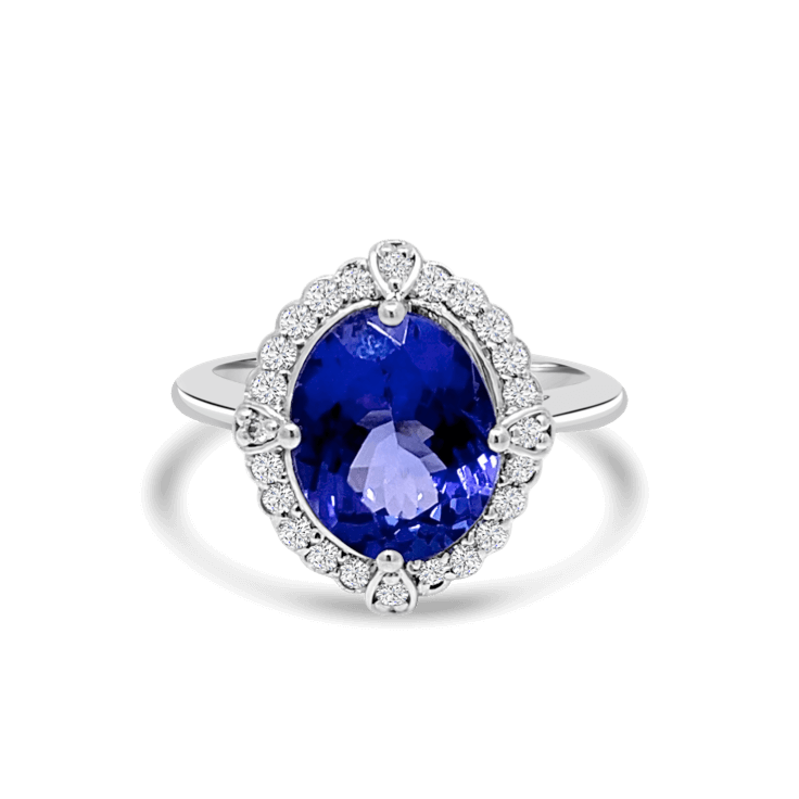 Tanzanite Antique Halo Diamond Ring- Tanzanite Jewellery