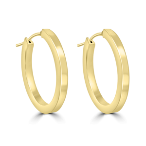 Flat Oval Hoop Earrings-Gold Jewellery