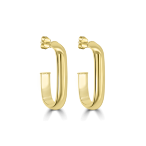 Long Square Half Hoop Earrings - Gold Jewellery