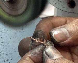 polishing rose pendant jewellery